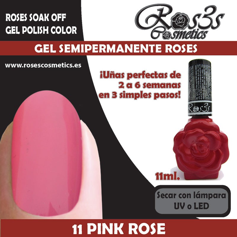 12-Pink Rose Gel Semipermanente Ros3s