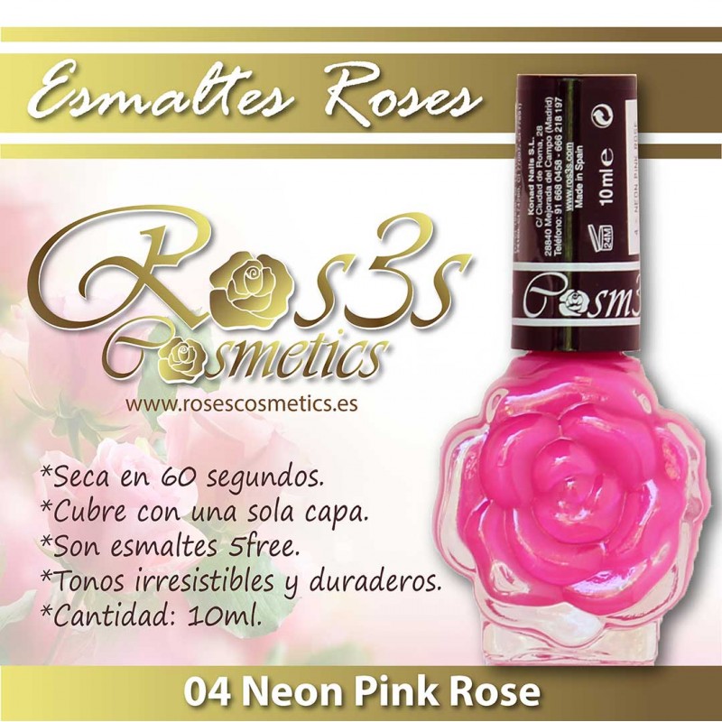 Neon Pink Rose 04 Esmalte de uñas Ros3s (10ml) 